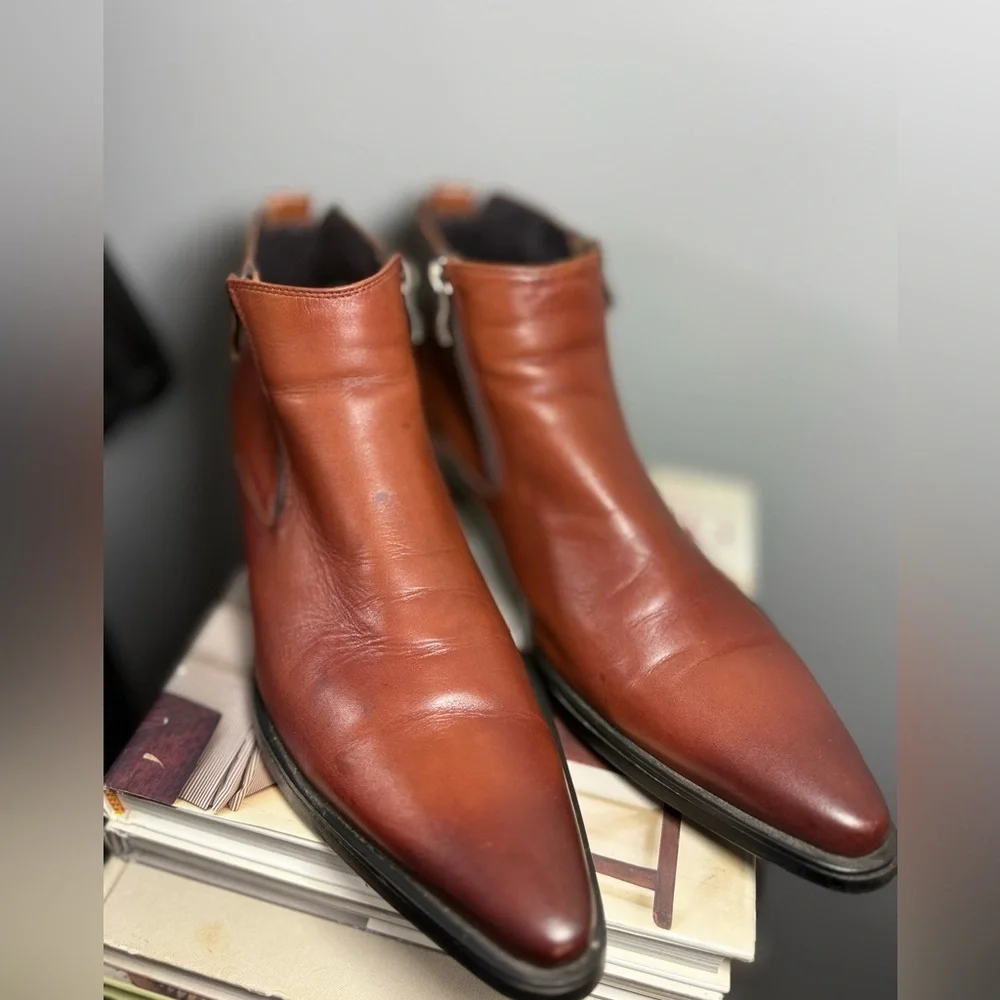 WOUFO Chukka Men's Brown Leather Size 12 Business Formal Ankle Boots